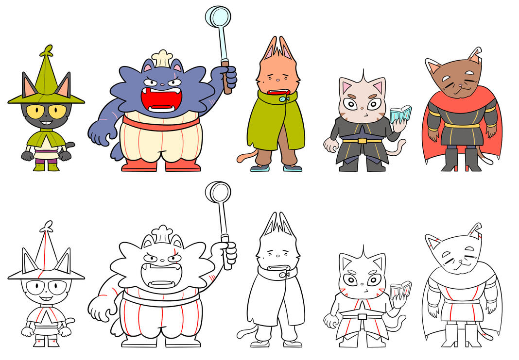 Wizard Cat Lineup – Clip Studio Paint EX