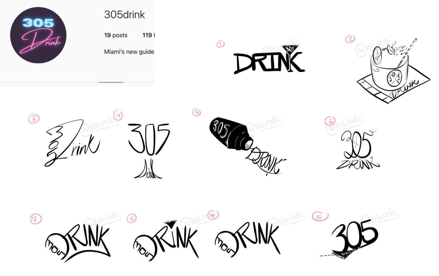 'Drink 305' Logo Sketches – Clip Studio Paint EX