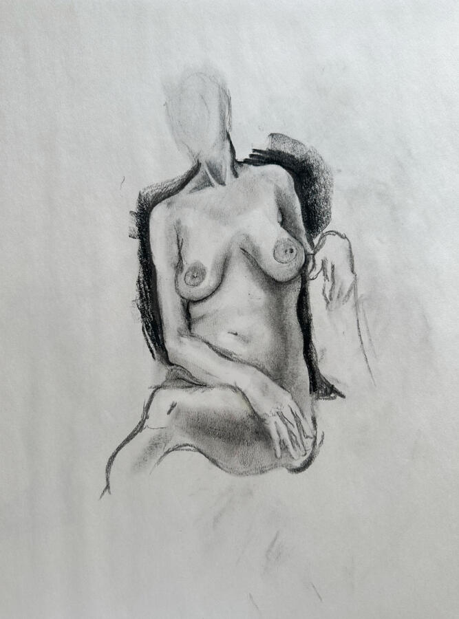 10 min, Figure – Soft Charcoal, Newsprint; 18" x 24" (2024)